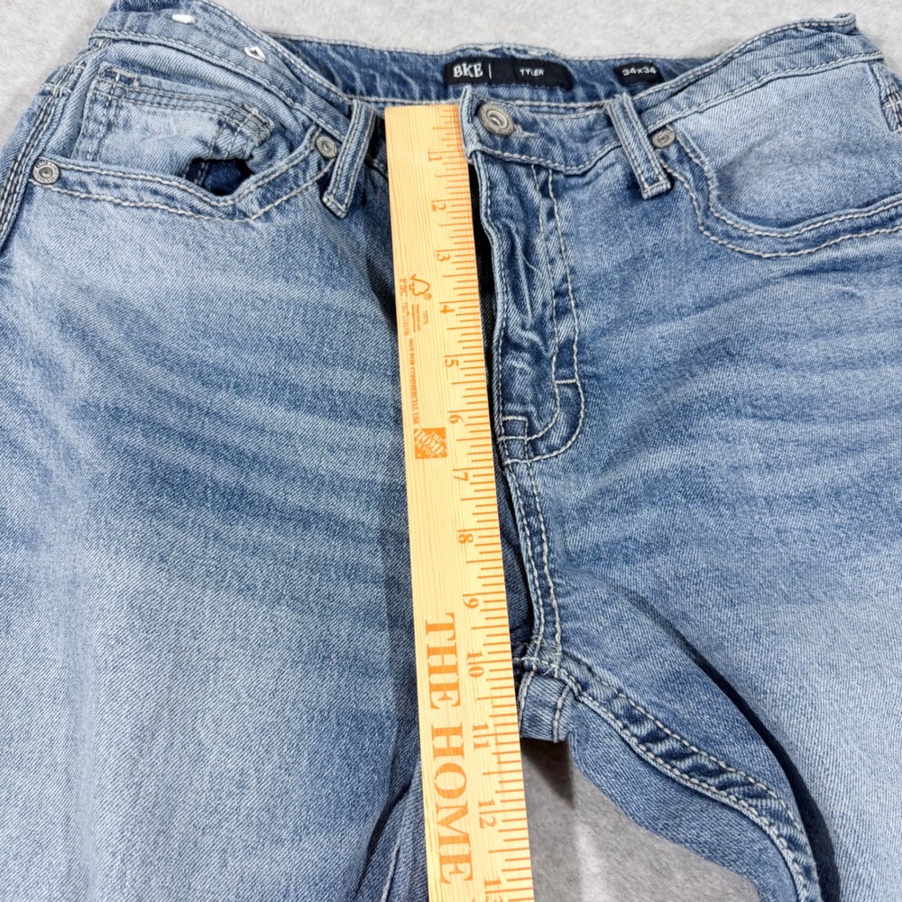 BKE Tyler Jeans Mens 34x34 Light Wash Straight Leg Stretch Blue - Picture 7 of 12